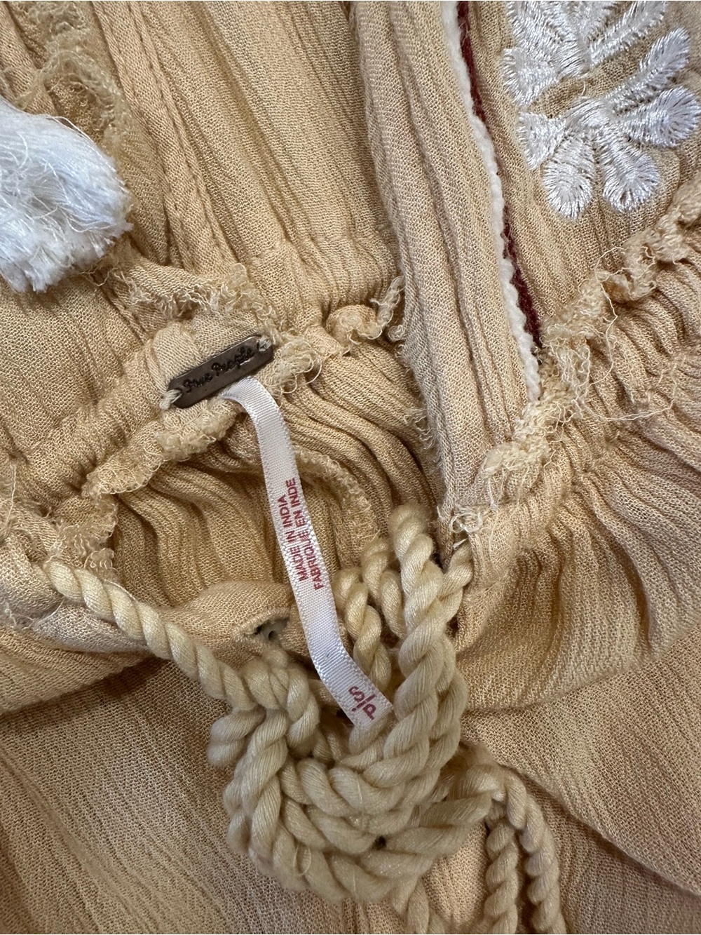 Free People Beige Cream Midi Dress with Embroidered Detail - Picture 3 of 3